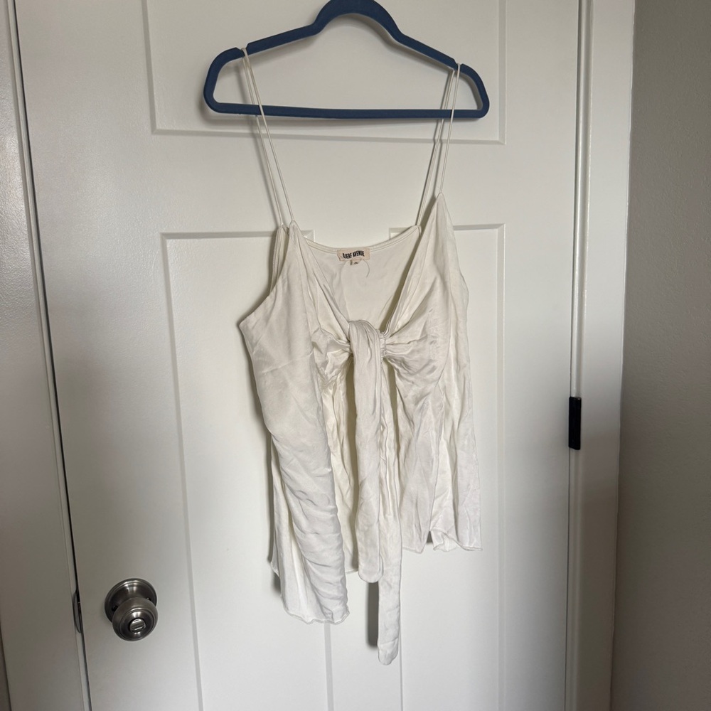Djerf Avenue White Tie-Front Tank Top